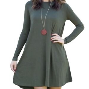 Piko 1988 Women’s Olive Green Long Sleeve Swing Dress size women’s medium